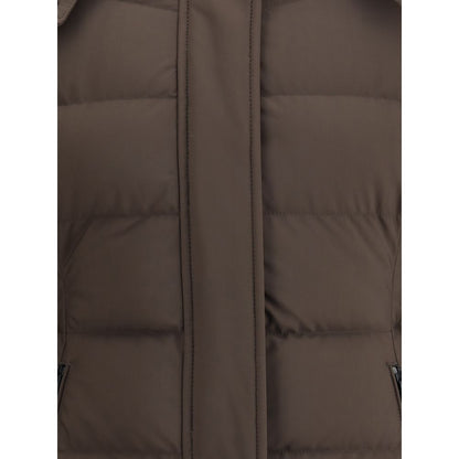 Moose Knuckles Brown Betta Down Slim Fit Hooded Puffer Jacket for Women