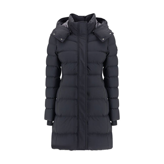 Moose Knuckles Black Down Hooded 3/4 Length Puffer Coat