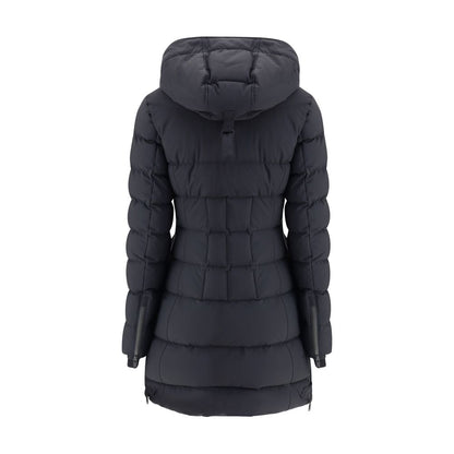 Moose Knuckles Black Down Hooded 3/4 Length Puffer Coat
