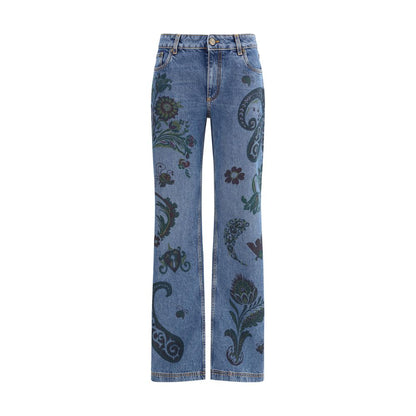 Etro Flower and Bee Print Flare Jeans