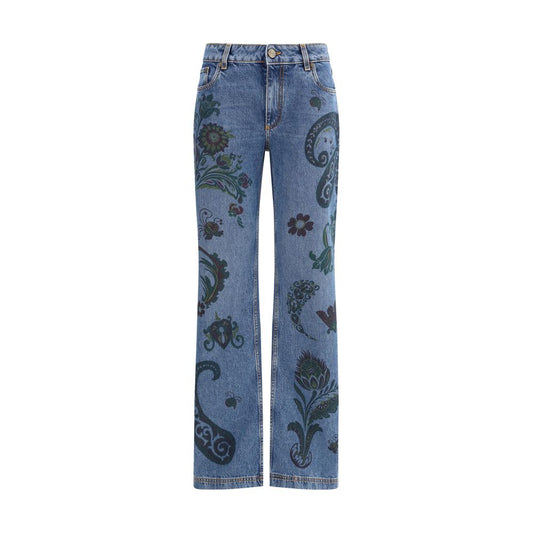 Etro Flower and Bee Print Flare Jeans