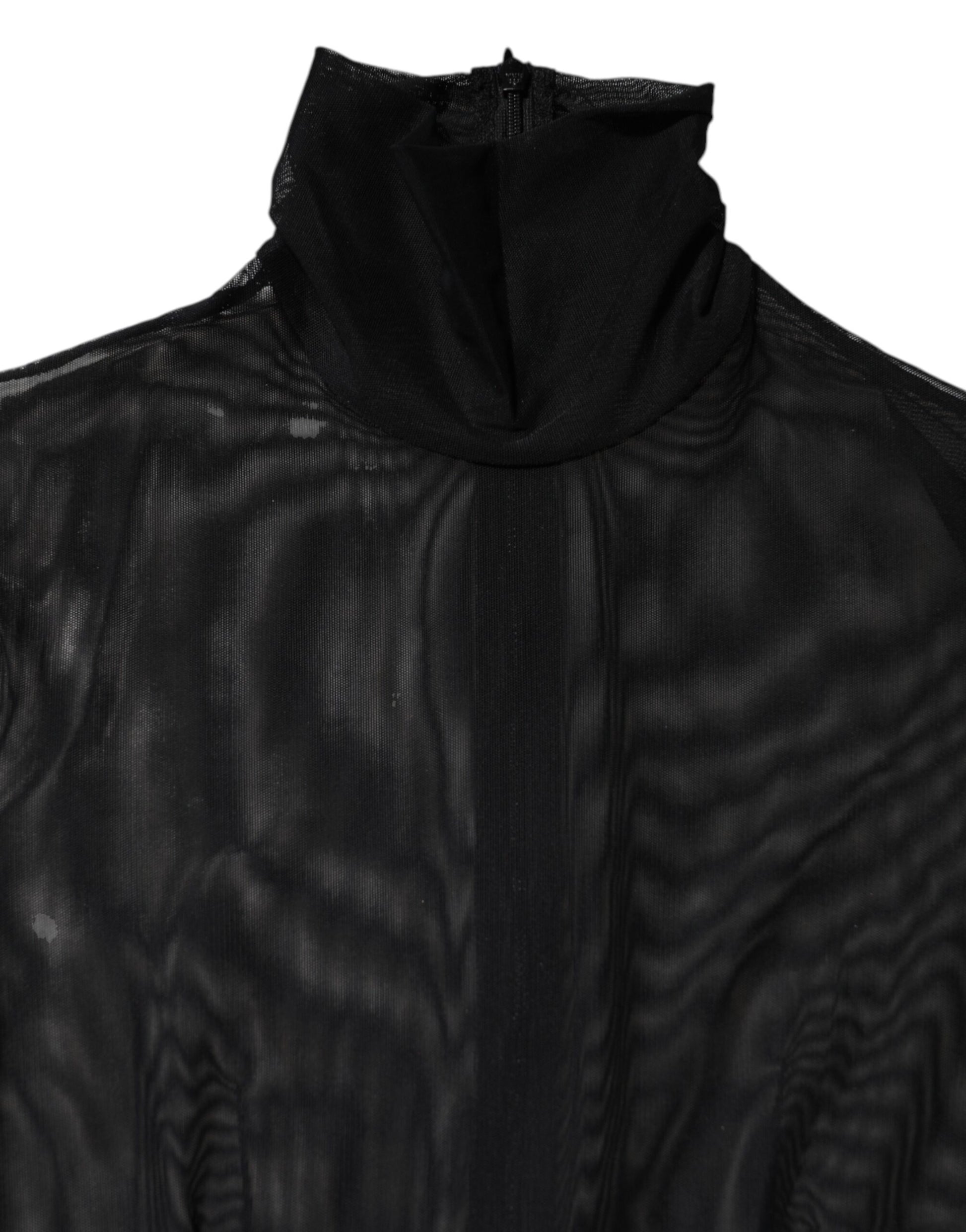 Dolce & Gabbana Black Sheer Mesh Long Sleeve Jumpsuit/Catsuit