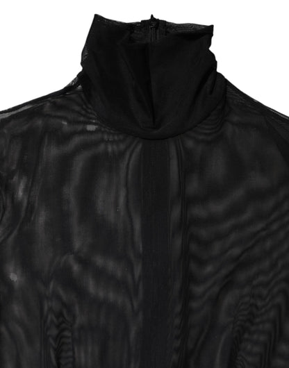 Dolce & Gabbana Black Sheer Mesh Long Sleeve Jumpsuit/Catsuit