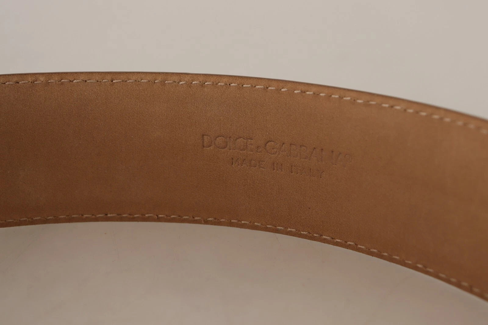 Dolce & Gabbana Brown Leather Gold Metal Oval Buckle Belt