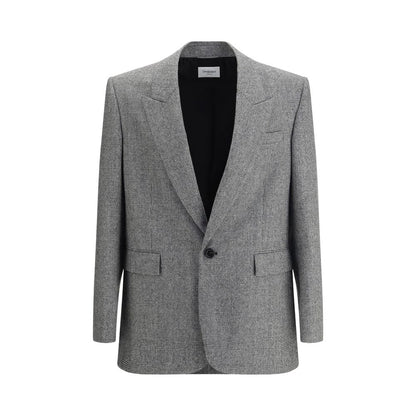 Saint Laurent Prince de Galles Wool Flannel Blazer