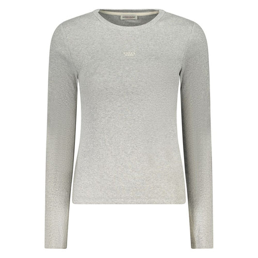 Guess Jeans Gray Cotton Long Sleeved T-Shirt Top for Women