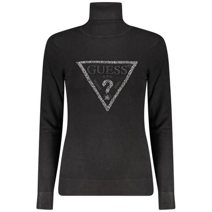Guess Jeans Black Polo Neck Logo Sweater for Women