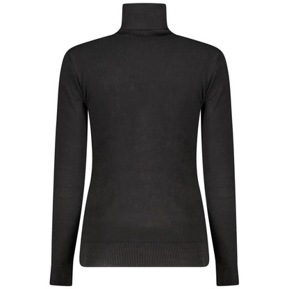Guess Jeans Black Polo Neck Logo Sweater for Women