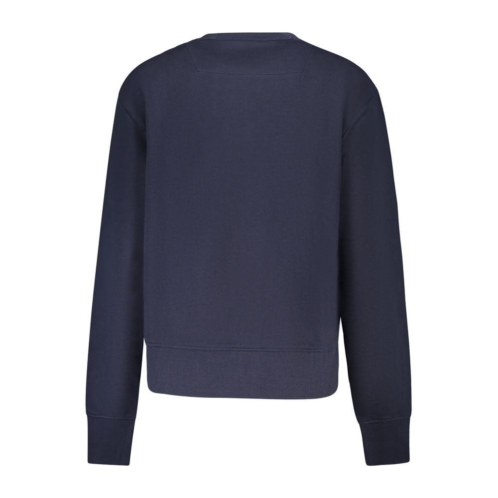 Guess Jeans Blue Cotton Logo Crew Neck Sweater for Women