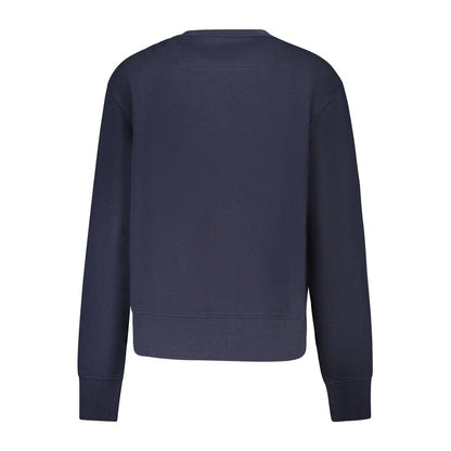 Guess Jeans Blue Cotton Logo Crew Neck Sweater for Women