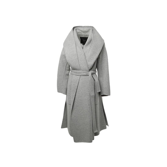 Max Mara Grey Wrap Cashmere Virgin Wool Blend Racer Coat
