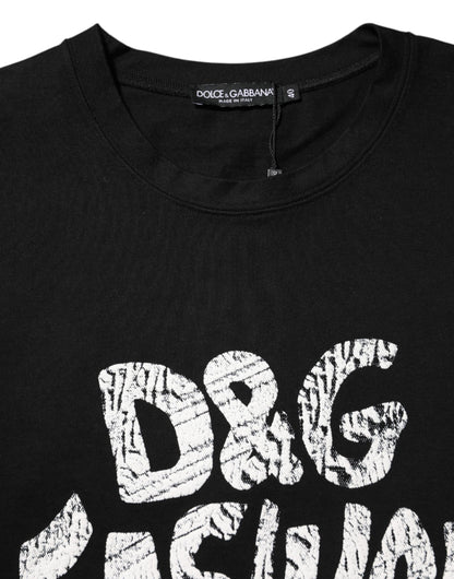 Dolce & Gabbana Black Cotton Sleeveless DG Fashion Top