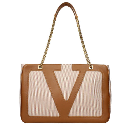 Valentino Garavani Beige Fabric Shoulder Bag