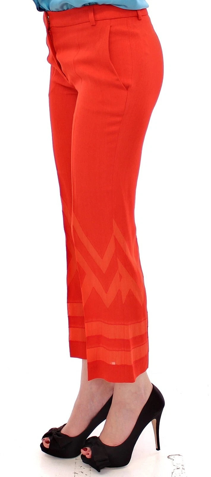 Versace Collection Red Cropped 3/4 Capri Pants