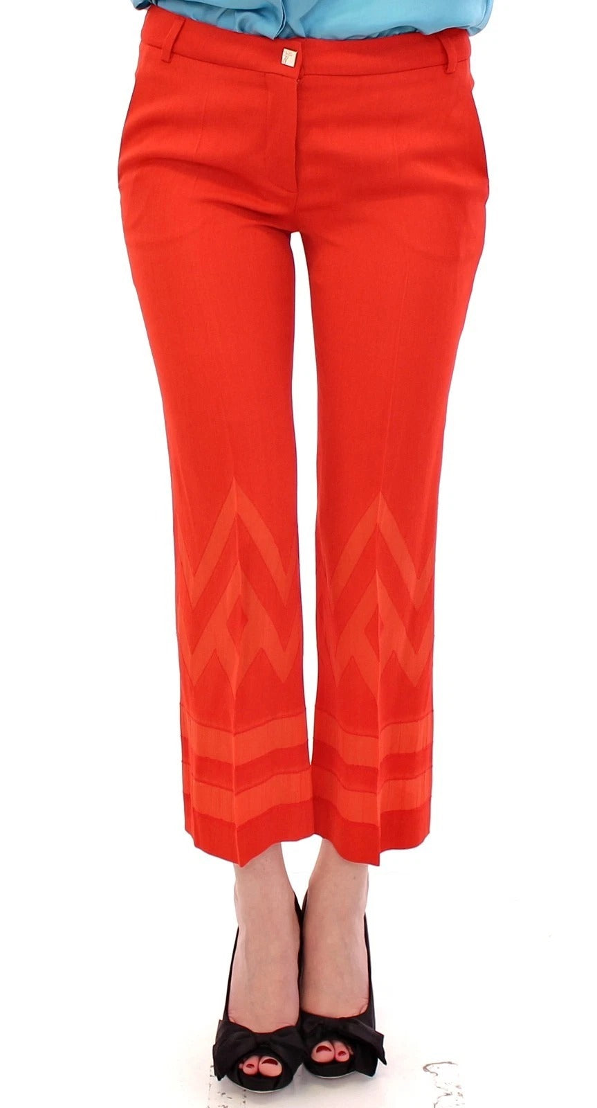 Versace Collection Red Cropped 3/4 Capri Pants