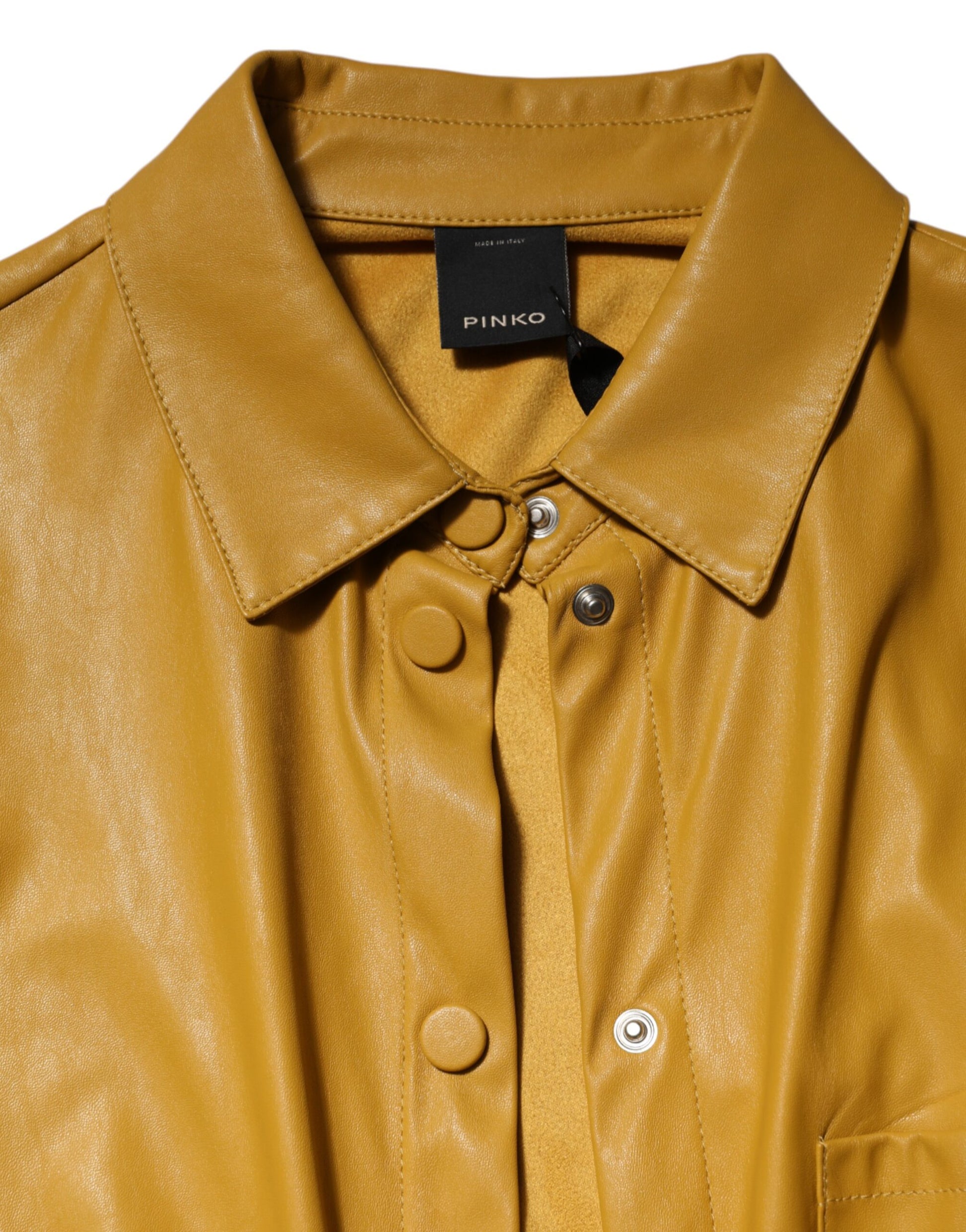 PINKO Polyester Belted Shirt Midi Long Sleeve Yellow Mustard