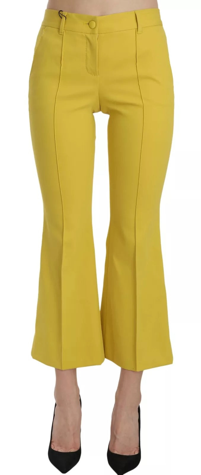 Dolce & Gabbana Yellow Flare Pants for Elegant Evenings