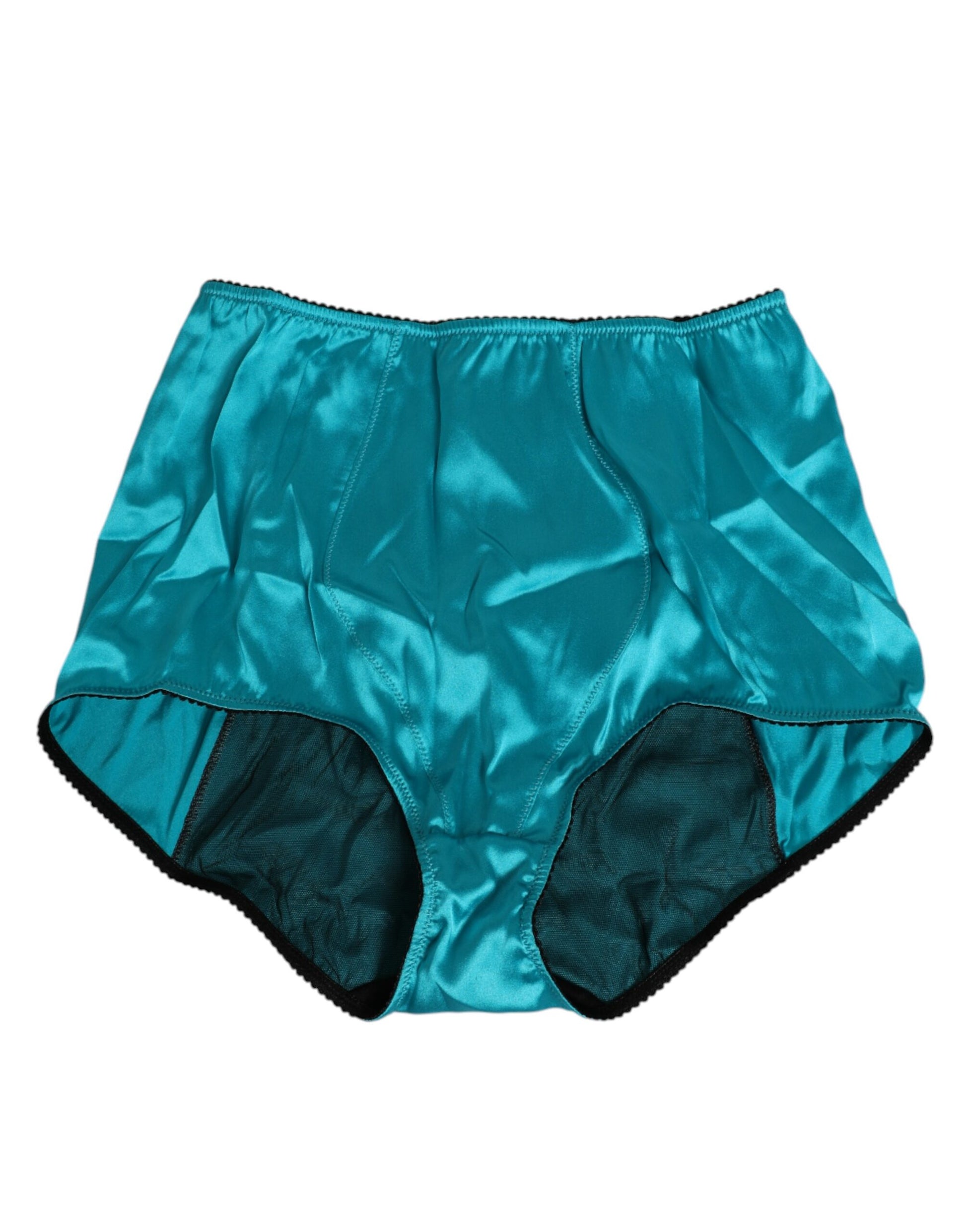 Dolce & Gabbana Aqua Green Satin High-Waist Briefs