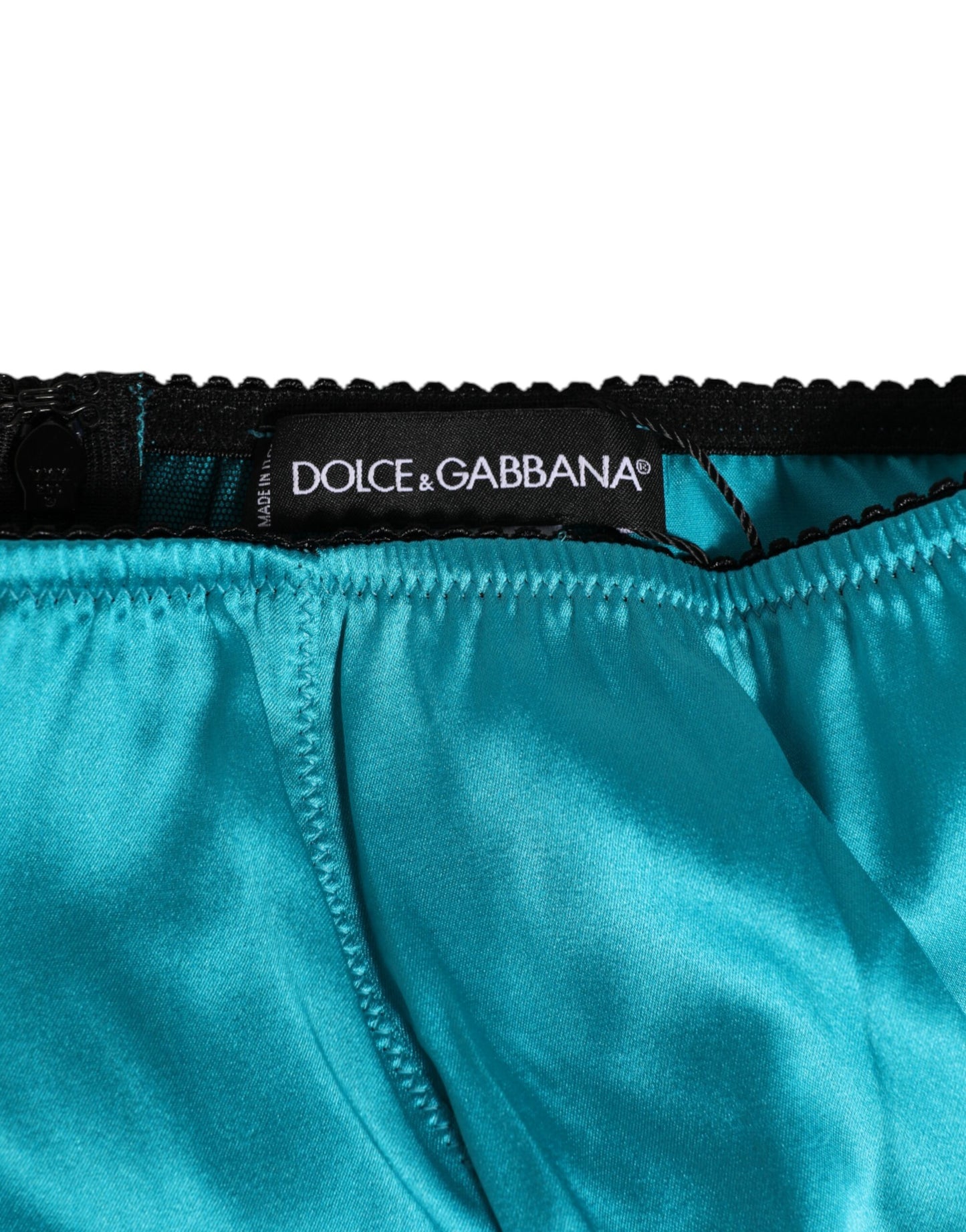 Dolce & Gabbana Aqua Green Satin High-Waist Briefs