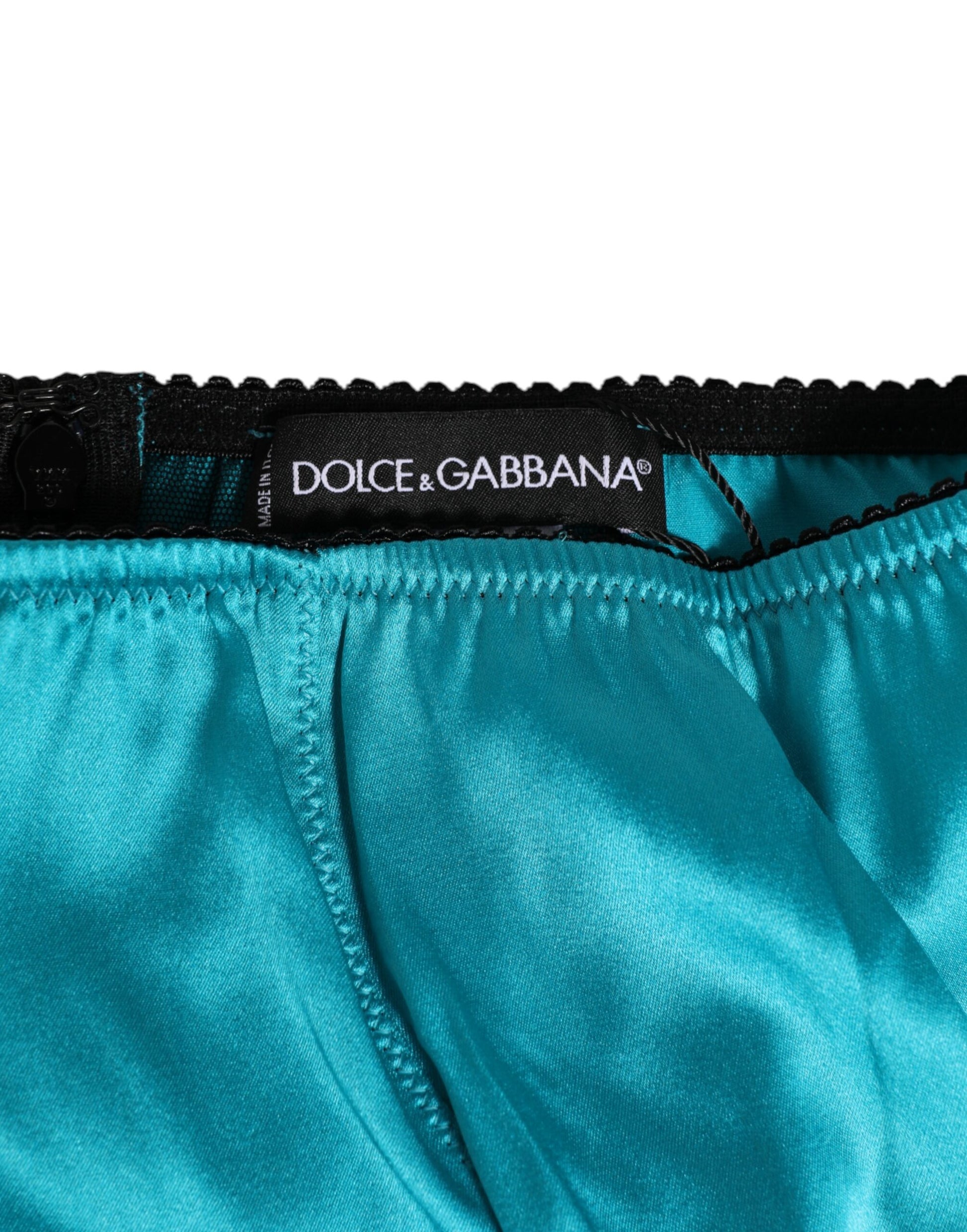 Dolce & Gabbana Aqua Green Satin High-Waist Briefs