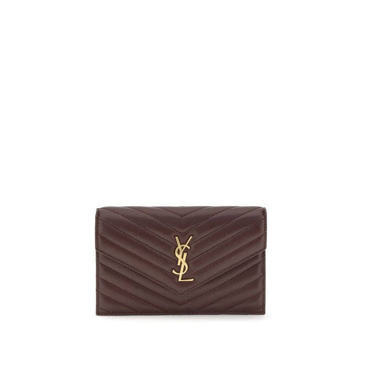 Saint Laurent Quilted Lambskin Wallet with Shoulder Strap