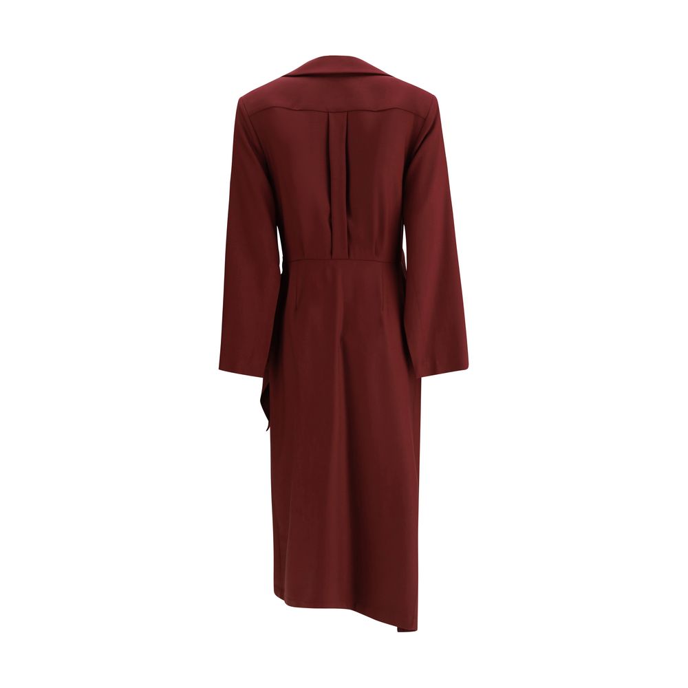 Crida Milano Bordeaux Como Wrap Dress in Crêpe de Chine
