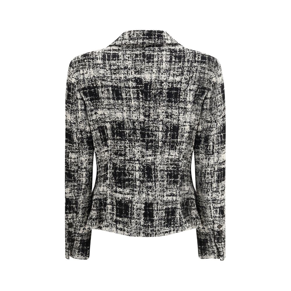 Sara Roka Black & White Tweed Blazer Jacket for Women