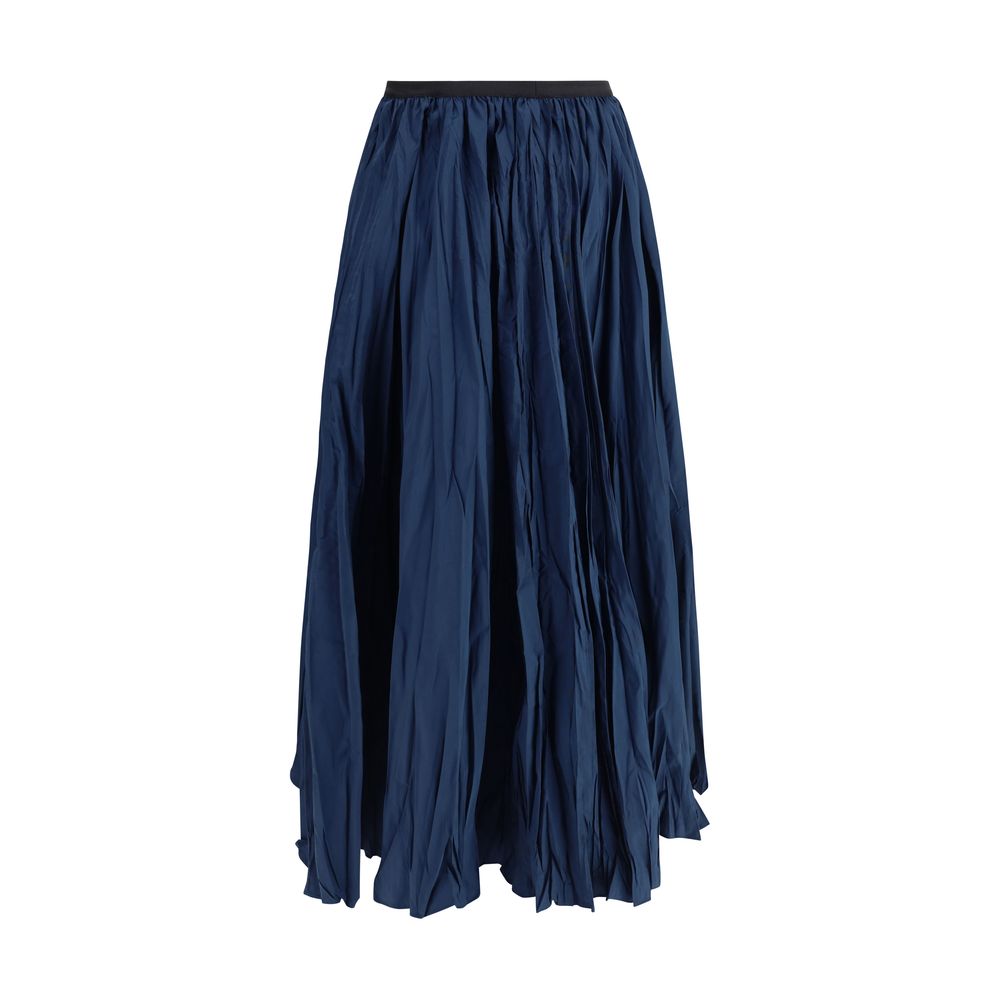 Sara Roka Blue Crinkle-effect Design Pleated Midi Skirt