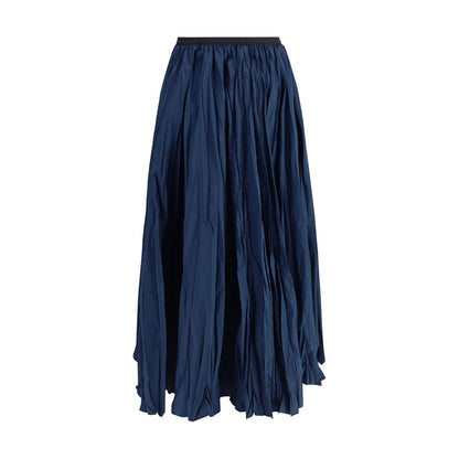 Sara Roka Blue Crinkle-effect Design Pleated Midi Skirt