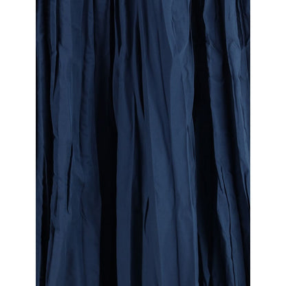 Sara Roka Blue Crinkle-effect Design Pleated Midi Skirt