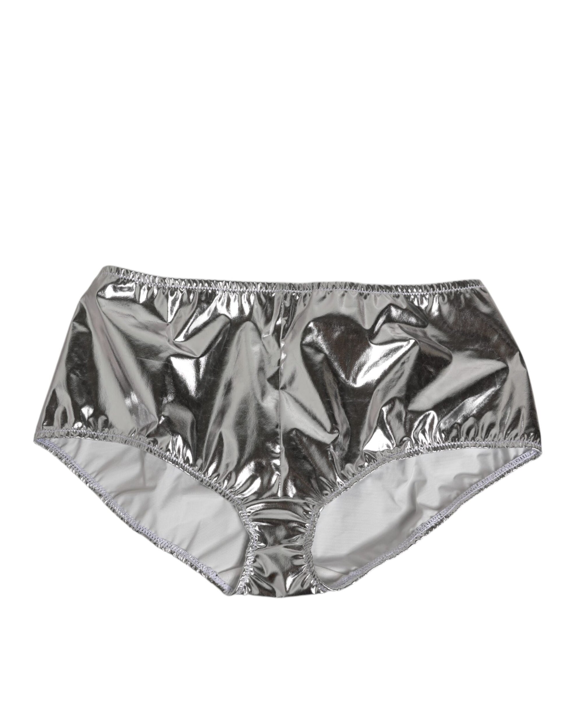 Dolce & Gabbana Silver Metallic High Waist Bikini Bottom for Women