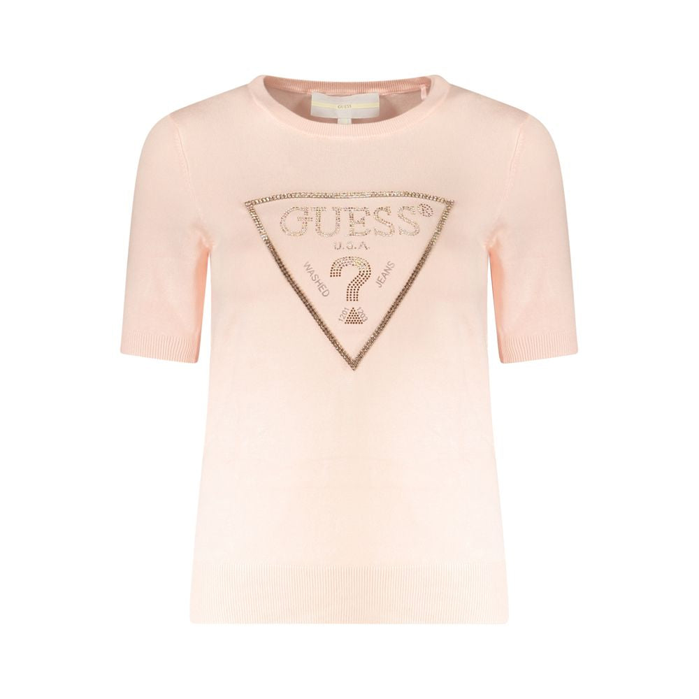 Guess Jeans Pink Viscose Sweater: Bold Style for Every Occasion