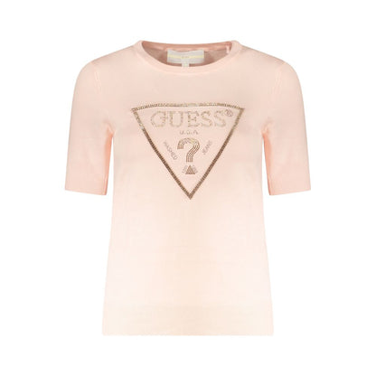 Guess Jeans Pink Viscose Sweater: Bold Style for Every Occasion
