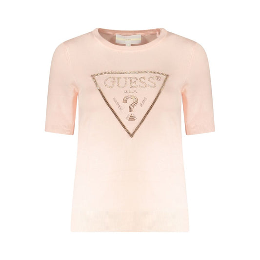 Guess Jeans Pink Viscose Sweater: Bold Style for Every Occasion