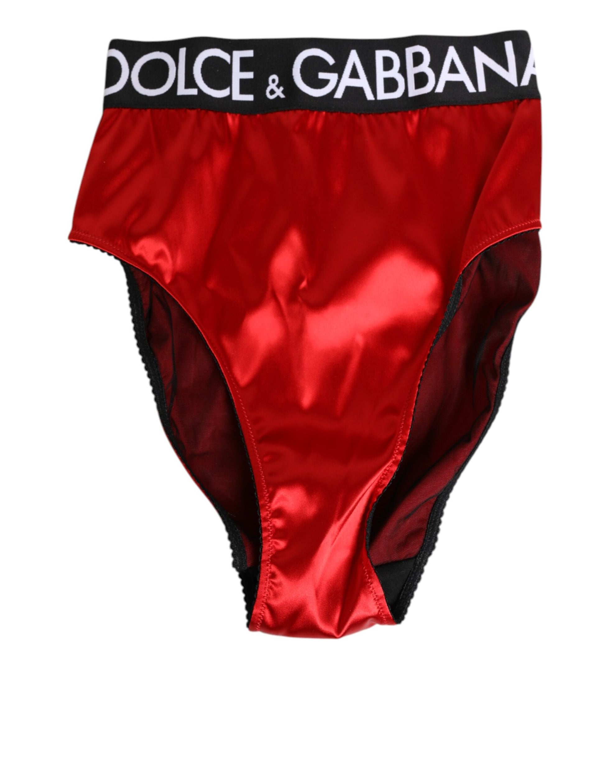 Dolce & Gabbana Red Satin High-Waist Briefs for Women