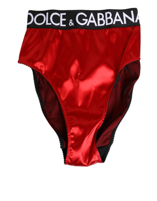 Dolce & Gabbana Red Satin High-Waist Briefs for Women