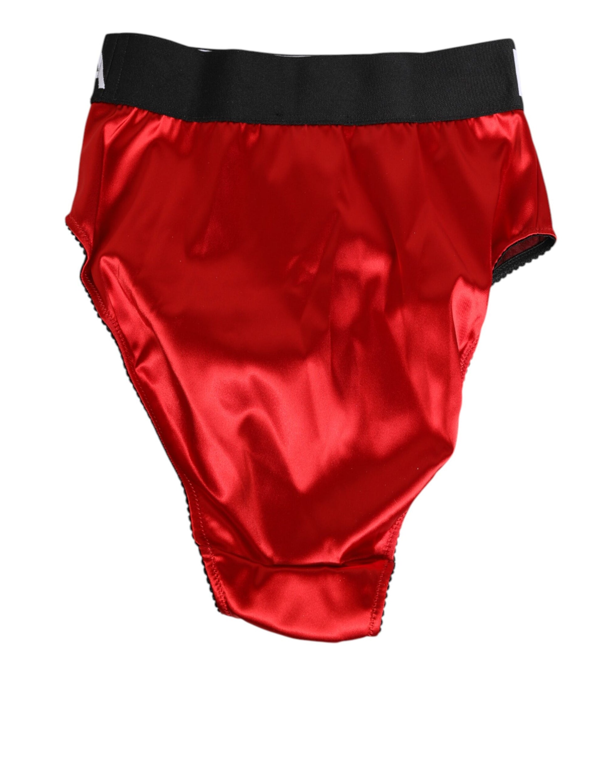 Dolce & Gabbana Red Satin High-Waist Briefs for Women