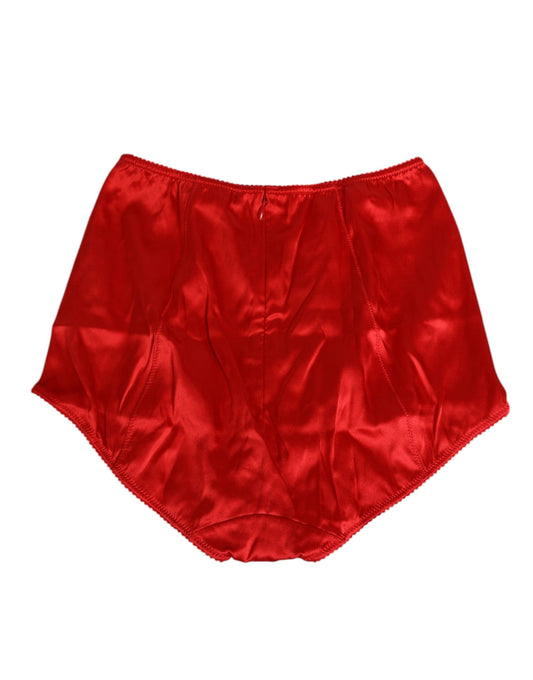 Dolce & Gabbana Red Silk Satin High-Waist Briefs for Women