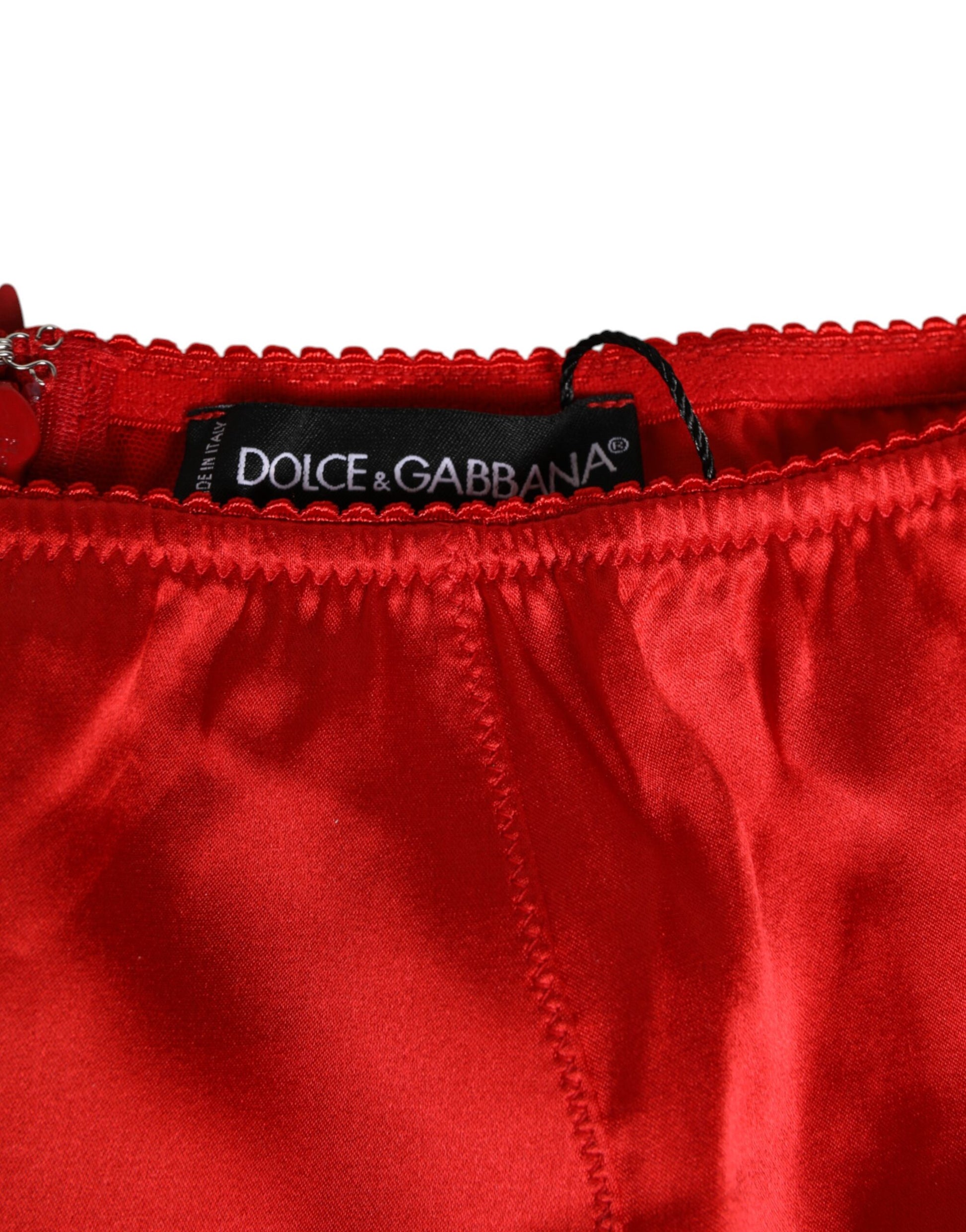 Dolce & Gabbana Red Silk Satin High-Waist Briefs for Women