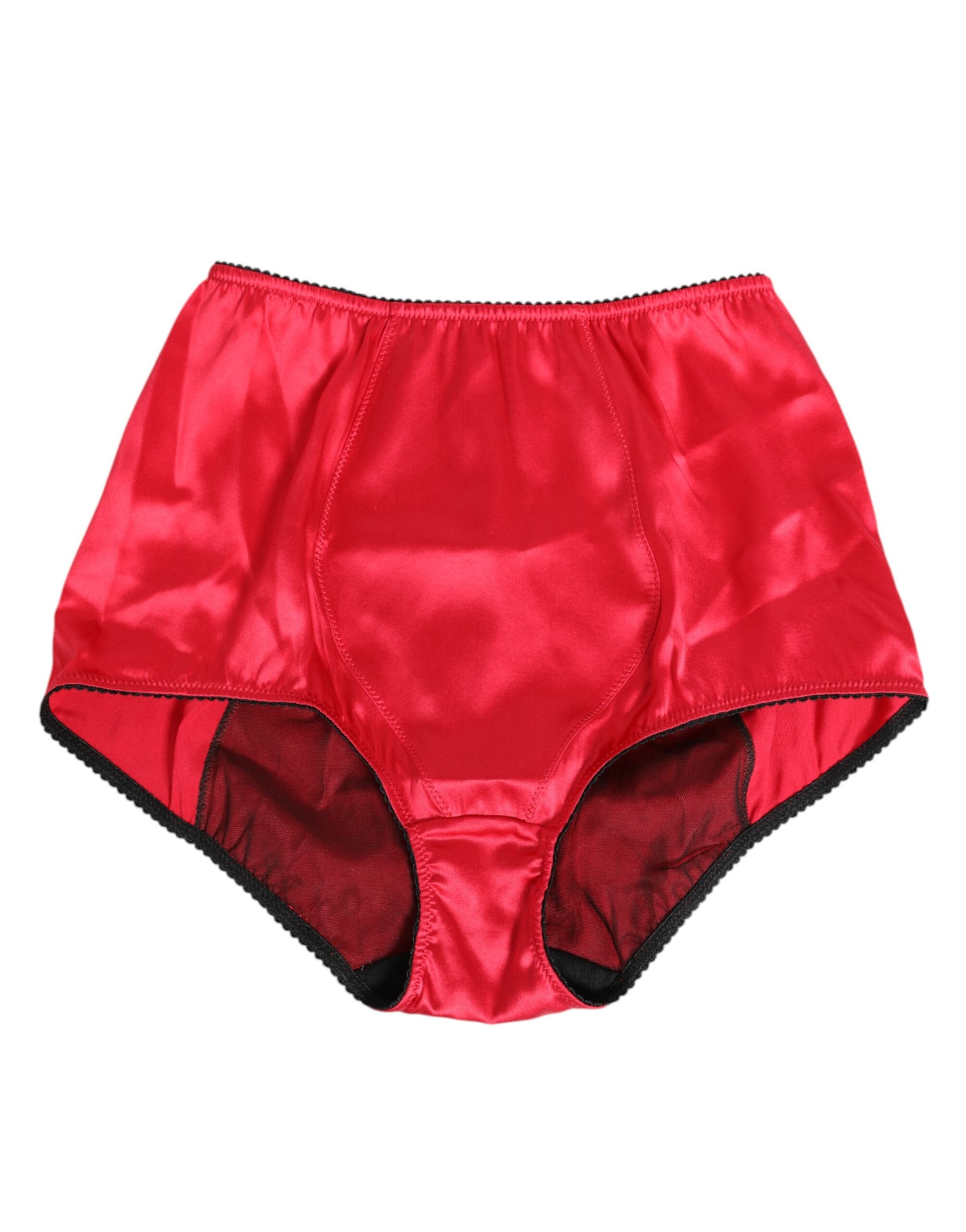 Dolce & Gabbana Red Silk Satin High-Waist Briefs
