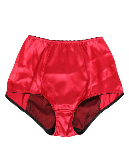 Dolce & Gabbana Red Silk Satin High-Waist Briefs