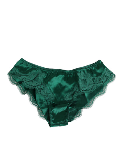 Dolce & Gabbana Green Satin Lace Briefs for Women