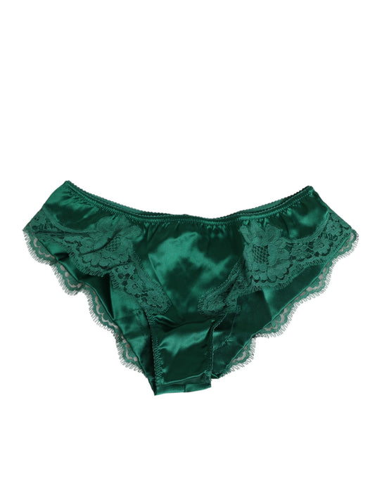 Dolce & Gabbana Green Satin Lace Briefs for Women