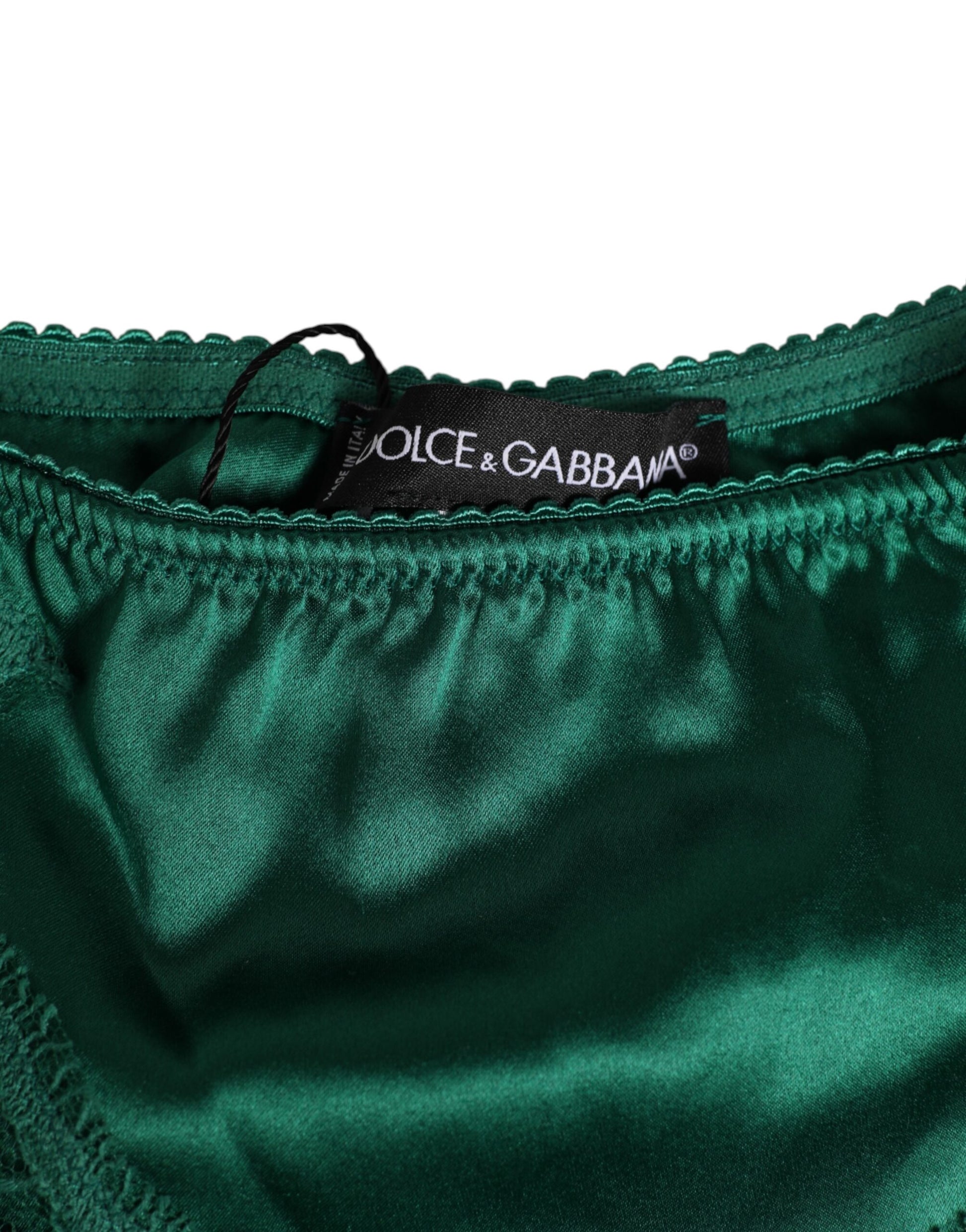Dolce & Gabbana Green Satin Lace Briefs for Women