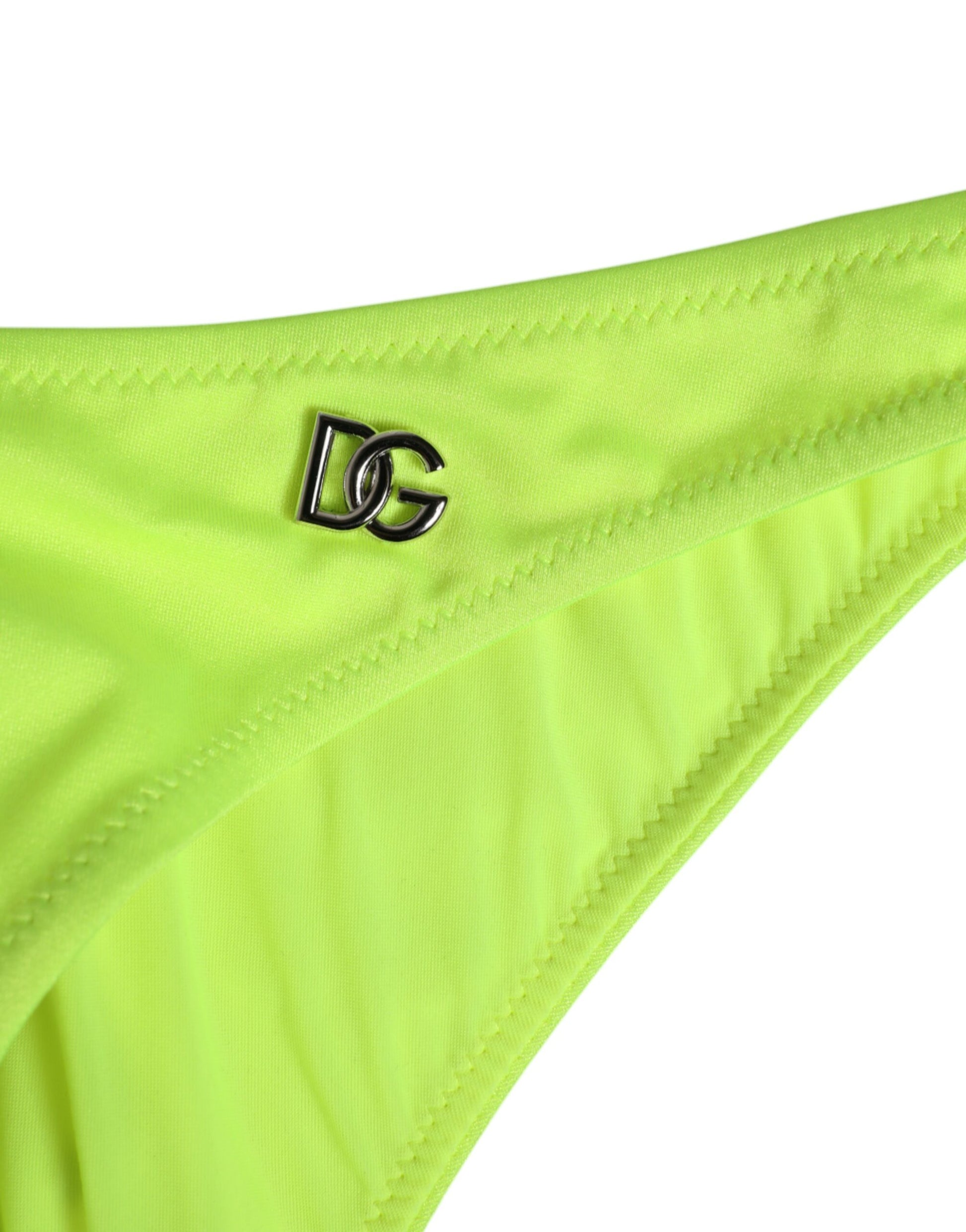 Dolce & Gabbana Neon Green DG Logo Swim Briefs for Women