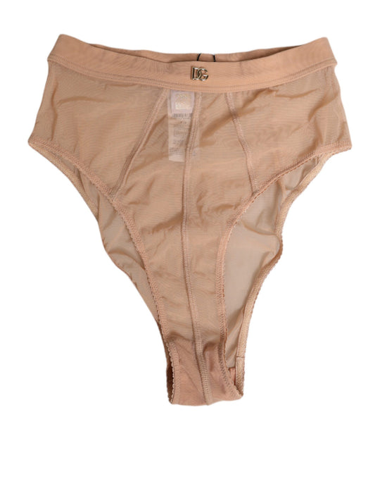 Dolce & Gabbana Beige Sheer Mesh High Waist Briefs