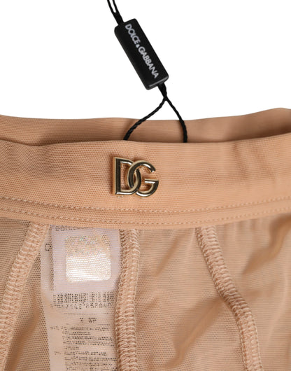 Dolce & Gabbana Beige Sheer Mesh High Waist Briefs