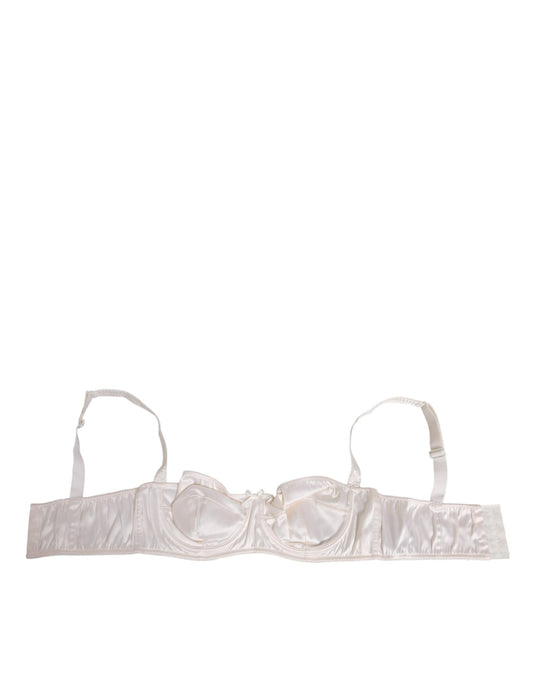 Dolce & Gabbana White Silk Satin Balconnet Bra