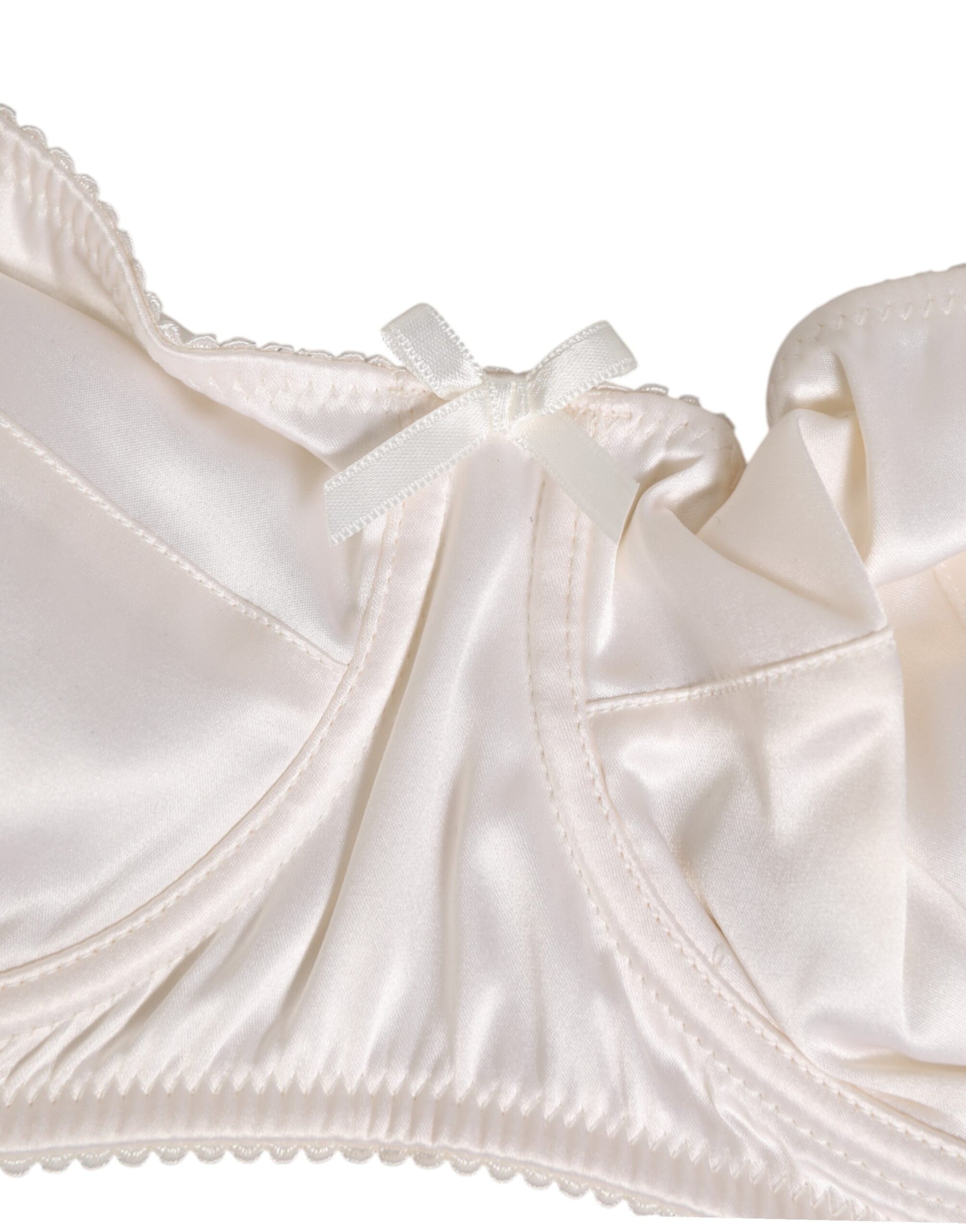 Dolce & Gabbana White Silk Satin Balconnet Bra