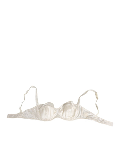 Dolce & Gabbana White Silk Satin Balconnet Lingerie Bra